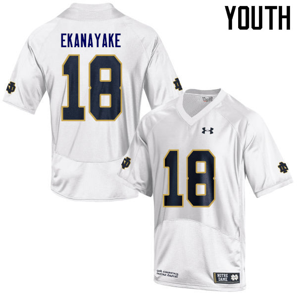 Youth NCAA Notre Dame Fighting Irish #18 Cameron Ekanayake Stitched College Under Armour Authentic White Football Jersey DD10Y00PN